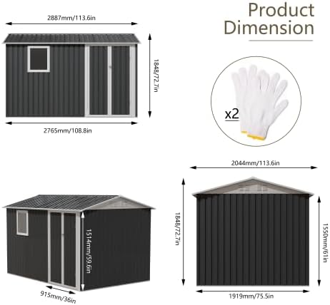 Metal Garden Storage Shed with Window