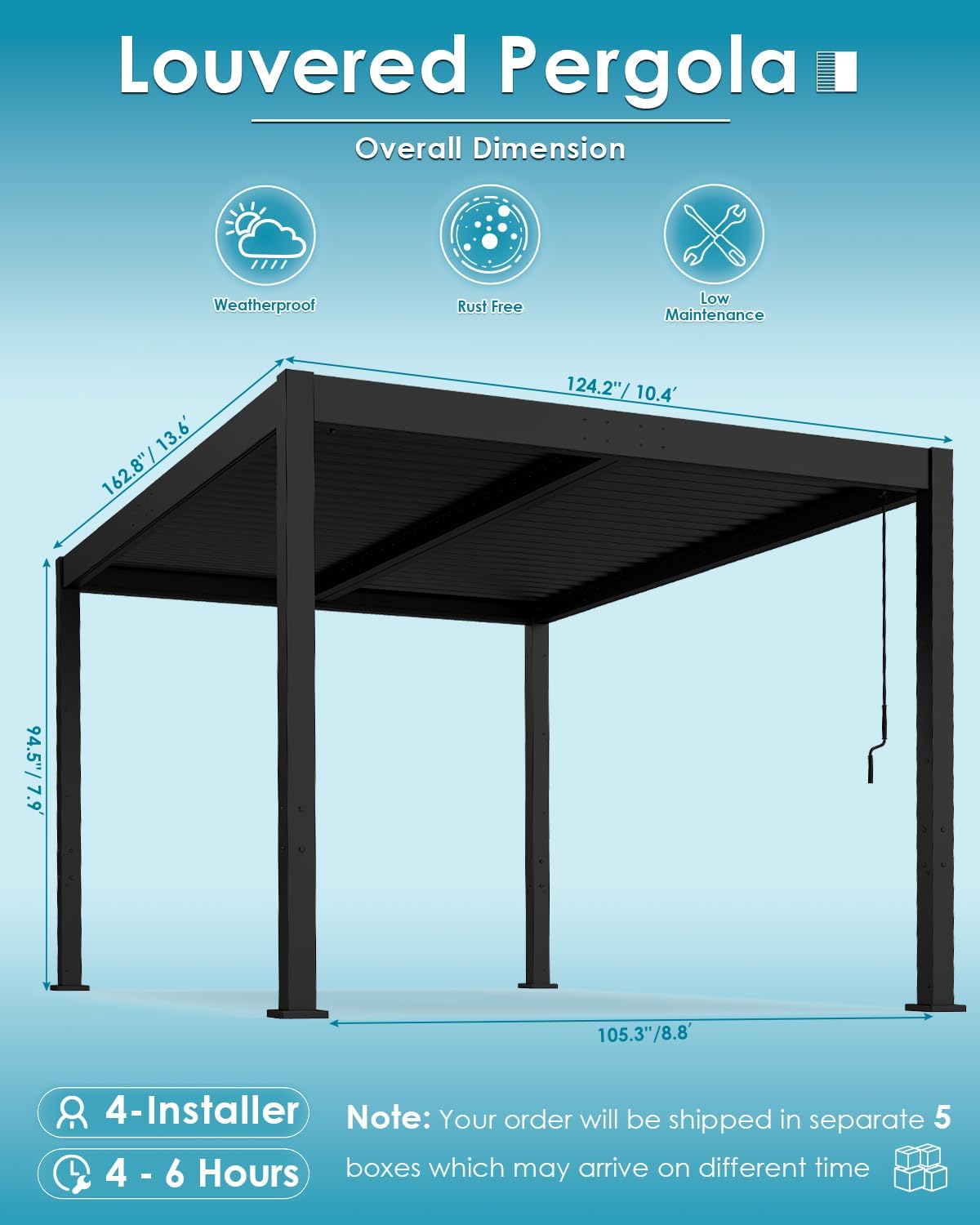 Aluminum Adjustable Roof Pergola