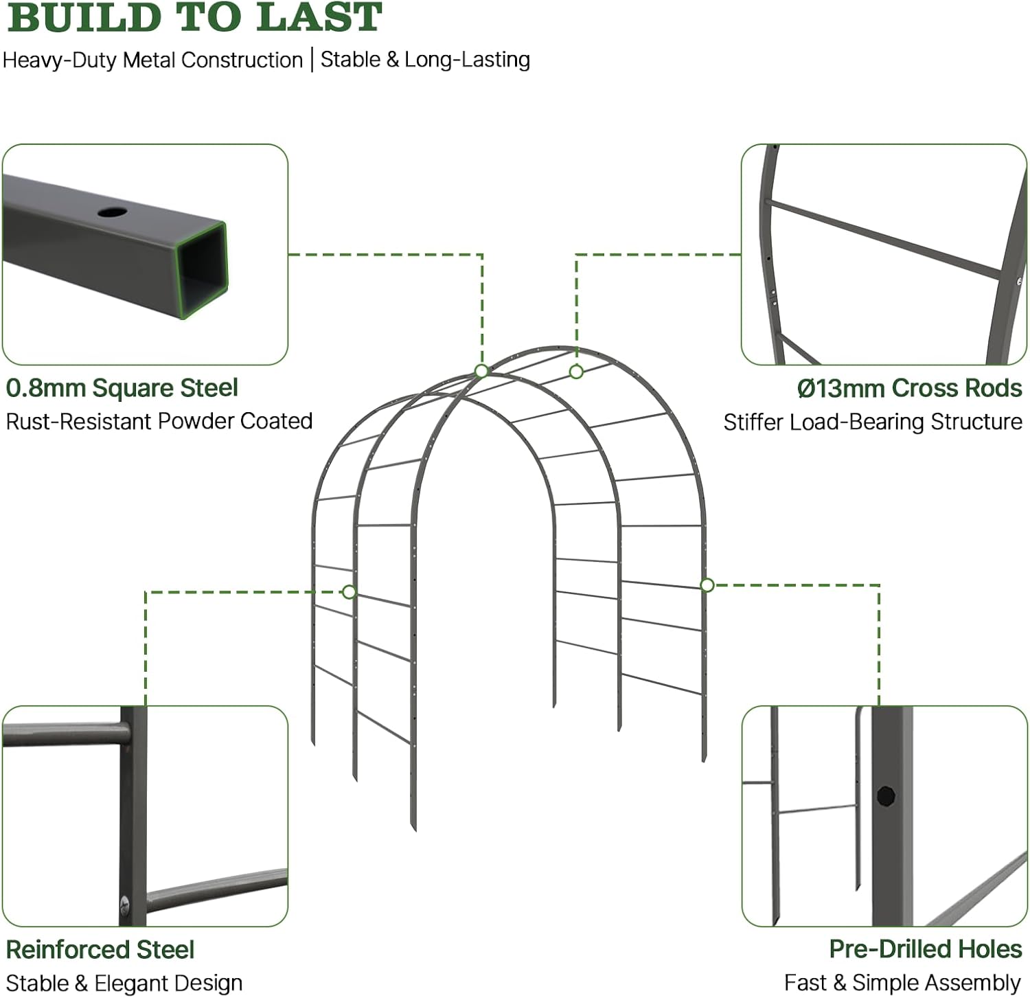 Metal Arch Trellis for Garden Vegetable Vines