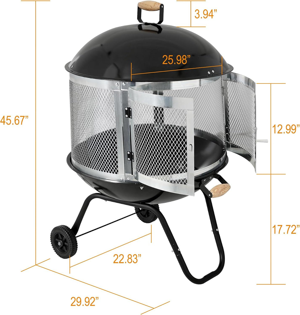 Rolling Outdoor Fire Pit Bowl