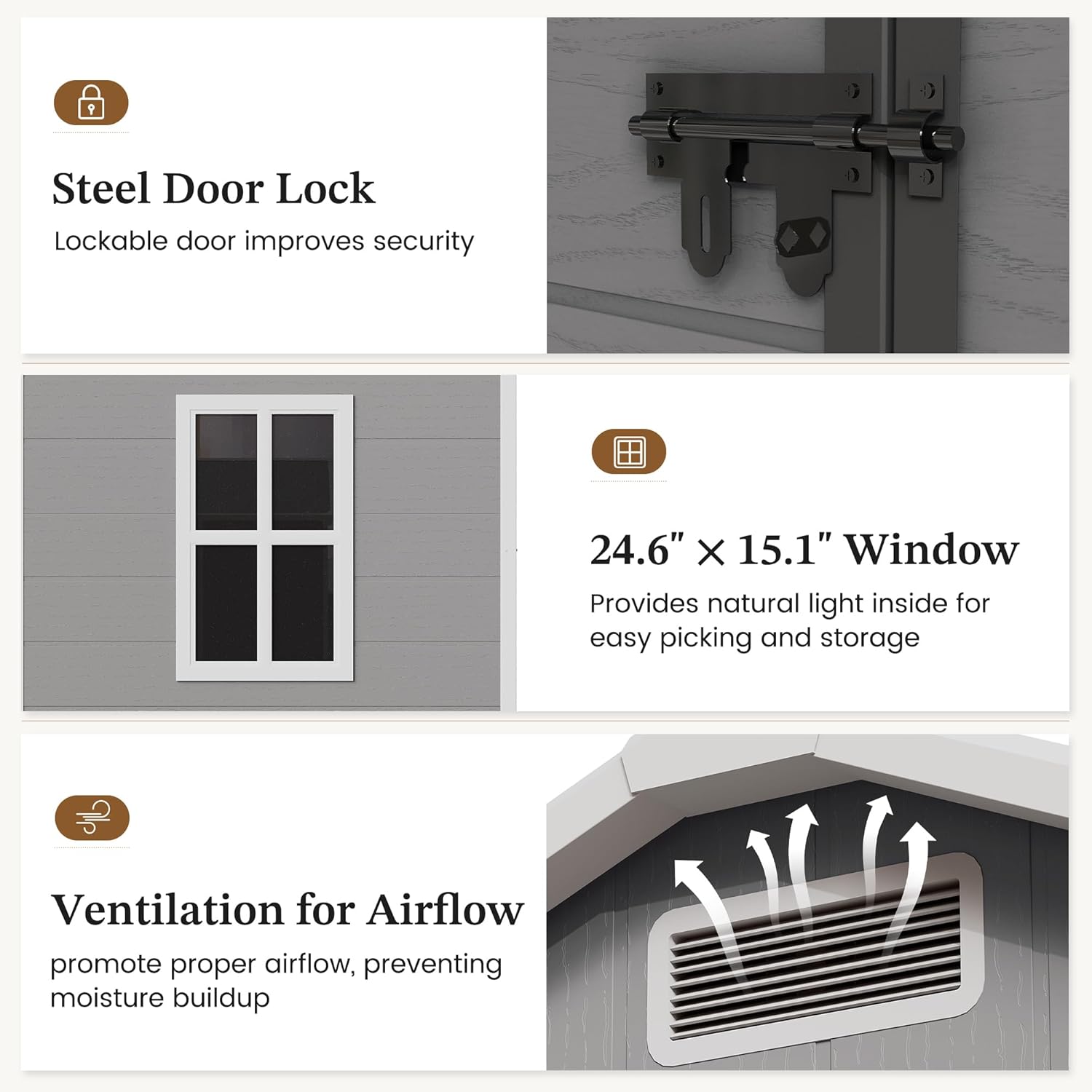 Grey Resin Lockable Outdoor Storage Shed