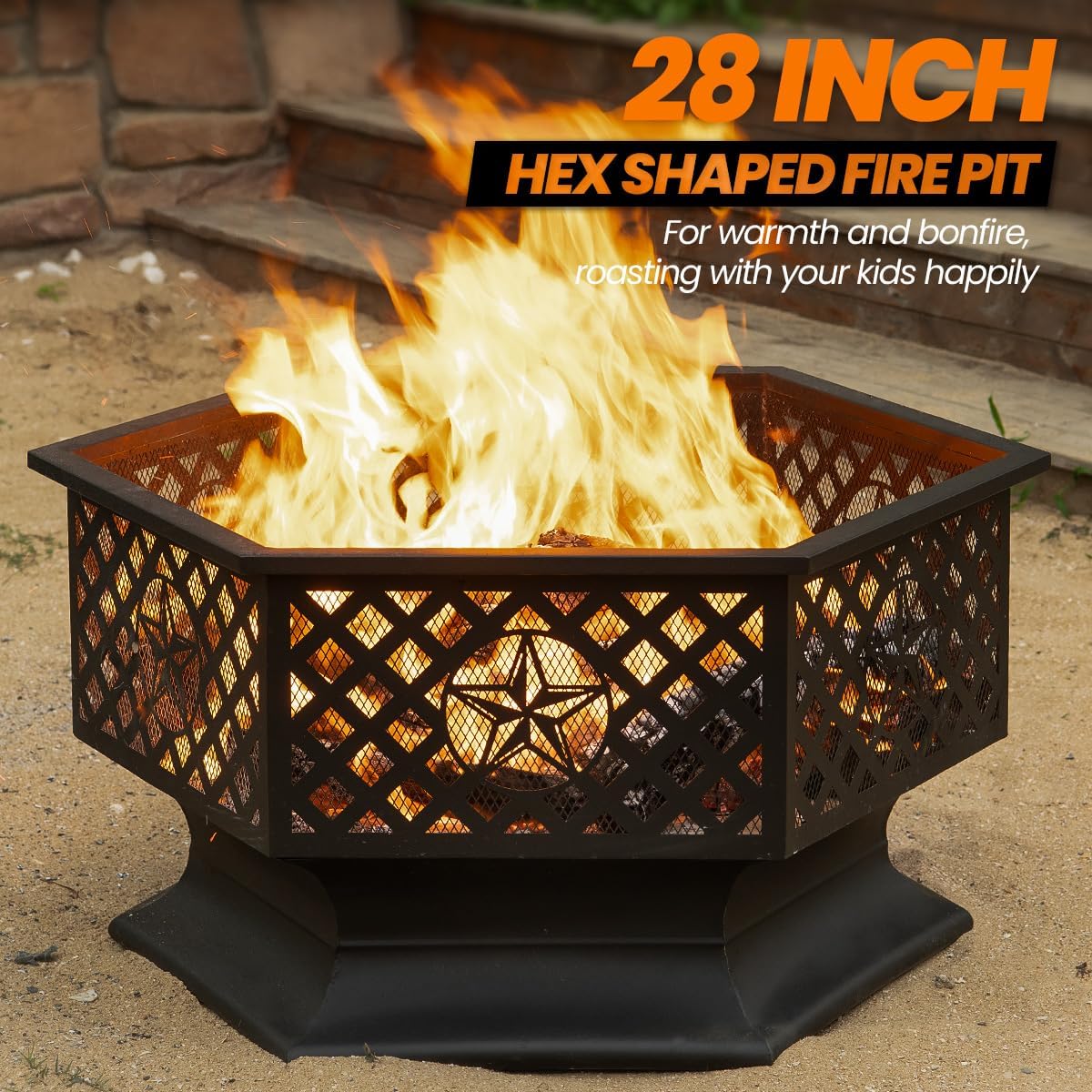 Hexagon Outdoor Wood Fire Pit