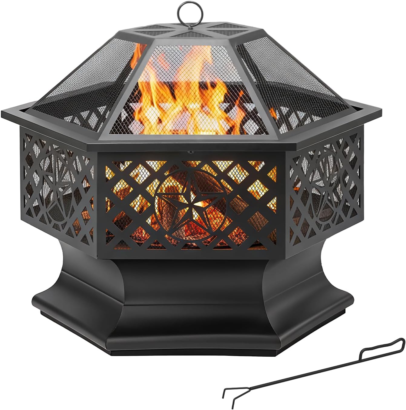 Hexagonal Outdoor Wood Fire Pit