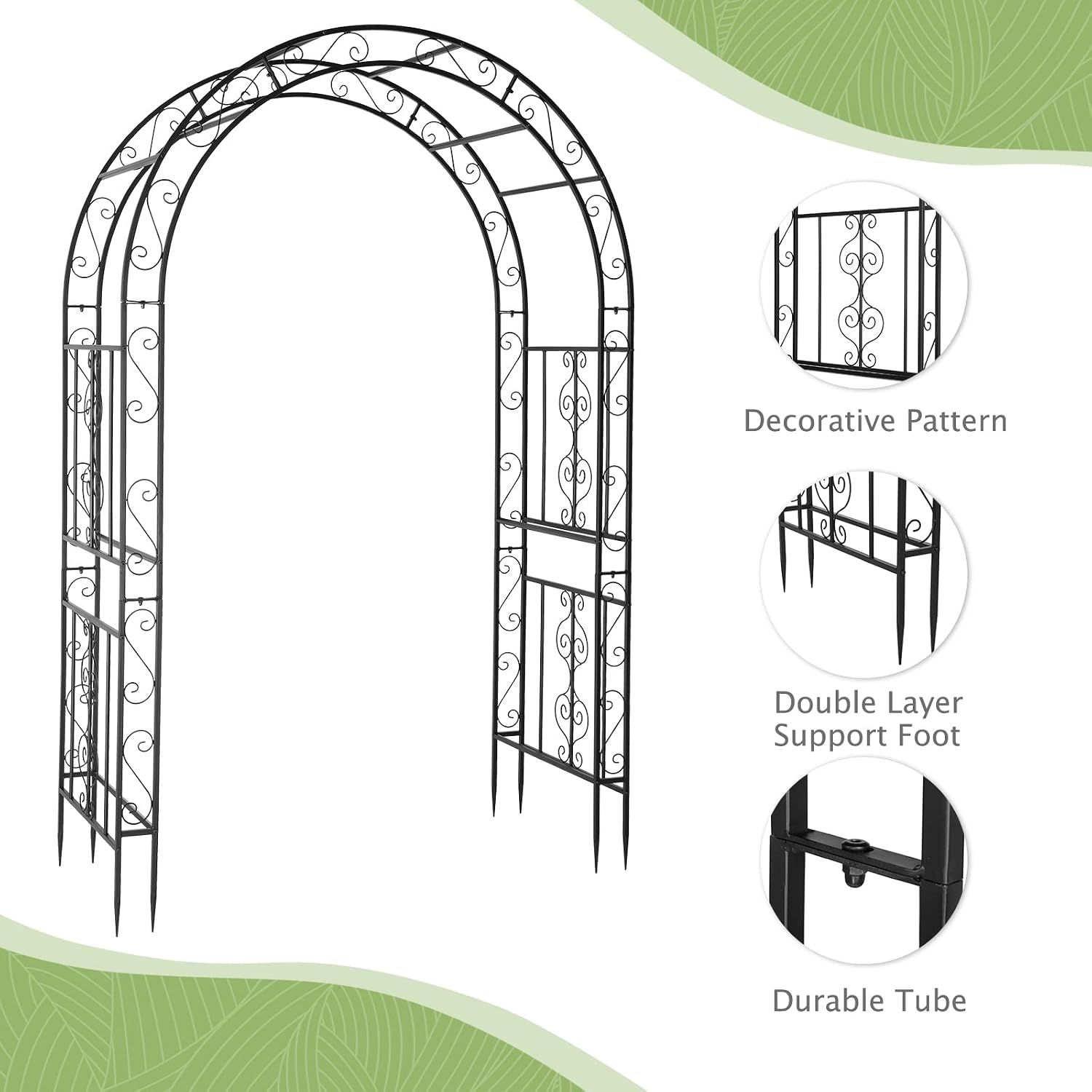 Black Steel Garden Plant Trellis Arbor