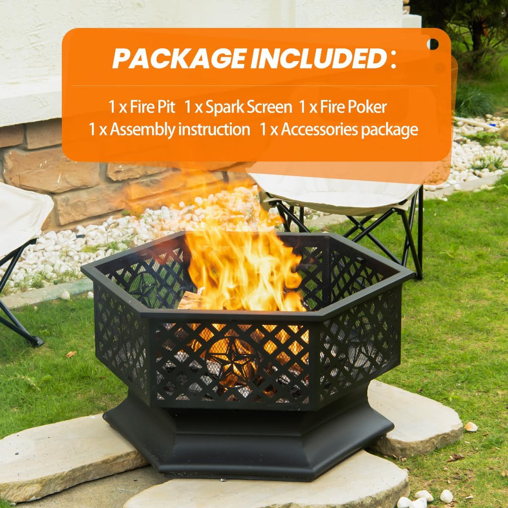 Hexagon Outdoor Wood Fire Pit