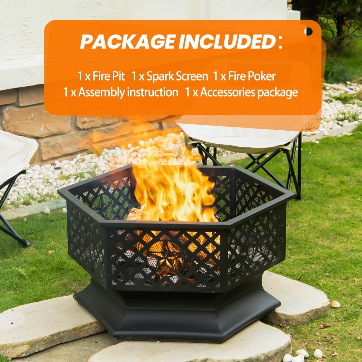 Hexagon Outdoor Wood Fire Pit