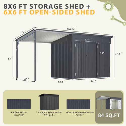 2-in-1 Metal Shed Gazebo Combo