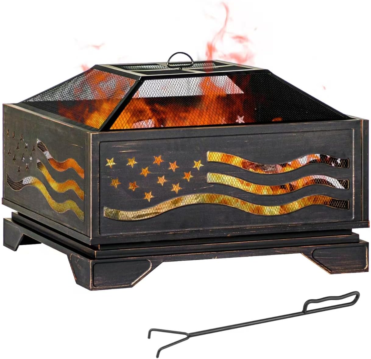 Antique Bronze Square Outdoor Fire Pit