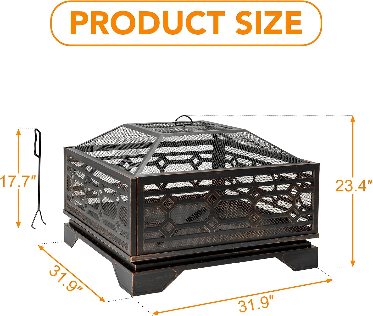Square Outdoor Wood Fire Pit