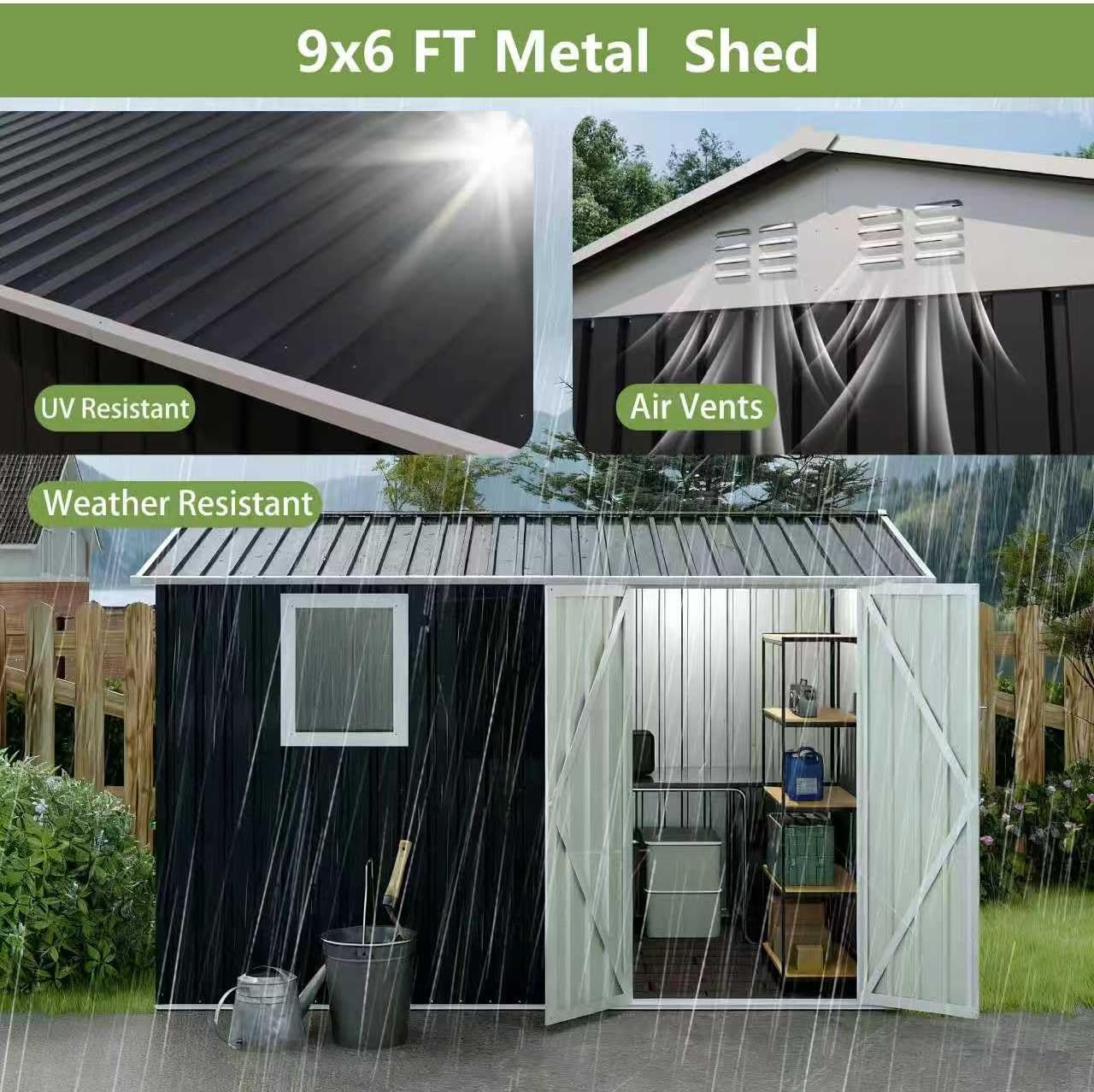 Metal Garden Storage Shed with Window