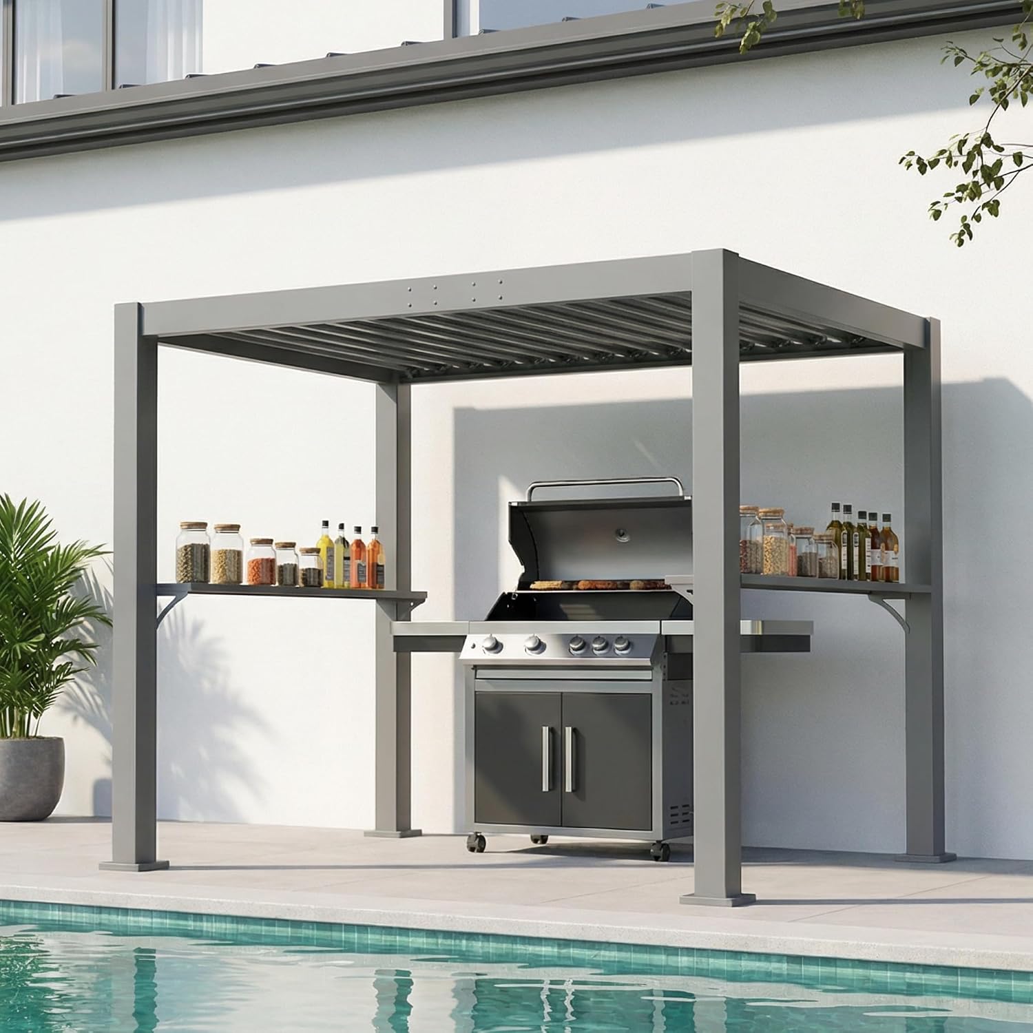 BBQ Aluminum Louvered Pergola