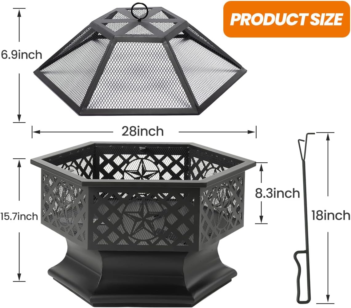Hexagonal Outdoor Wood Fire Pit