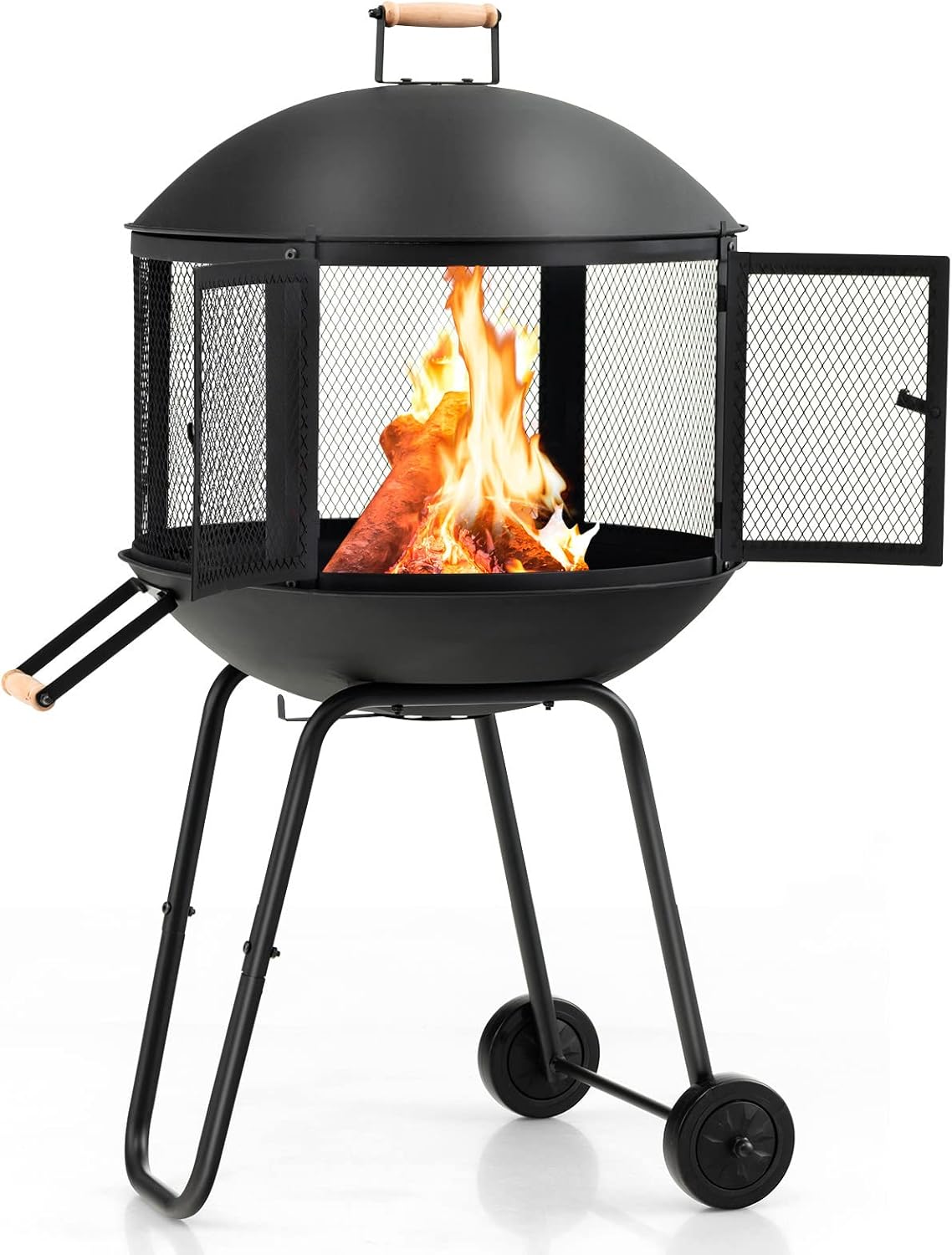 Wheeled Outdoor Wood Fire Pit