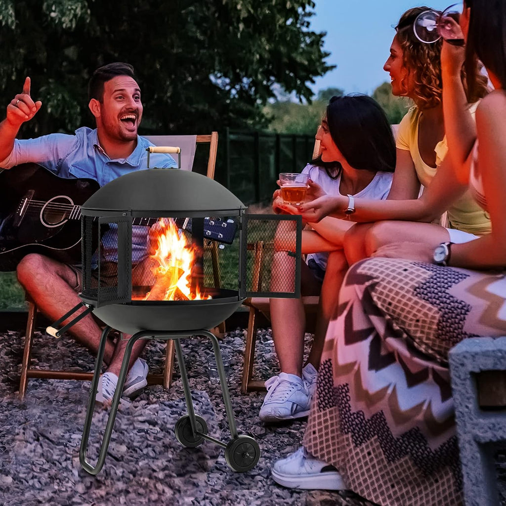 Rolling Outdoor Wood Fire Pit