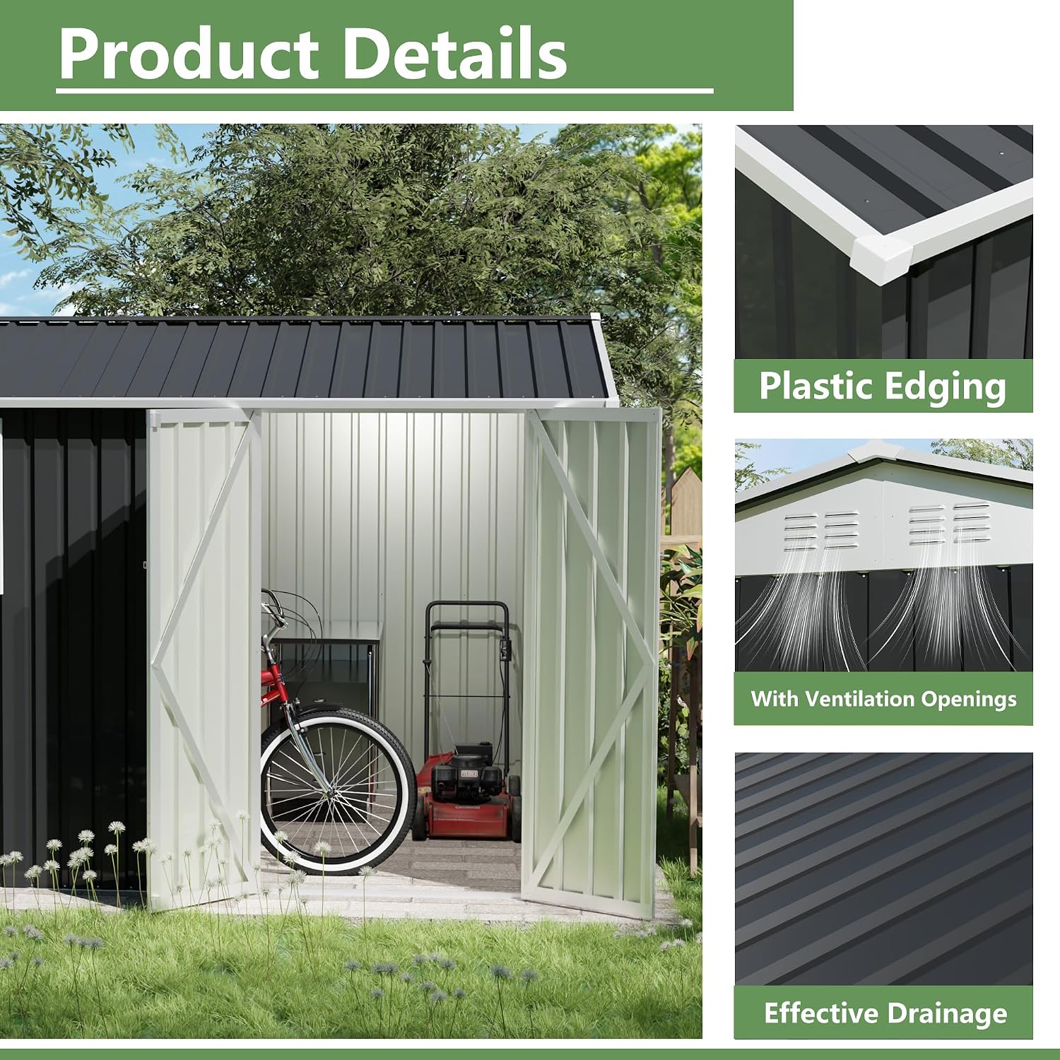 Metal Garden Storage Shed with Window