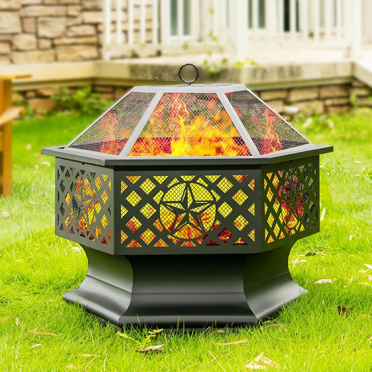 Hexagon Outdoor Wood Fire Pit