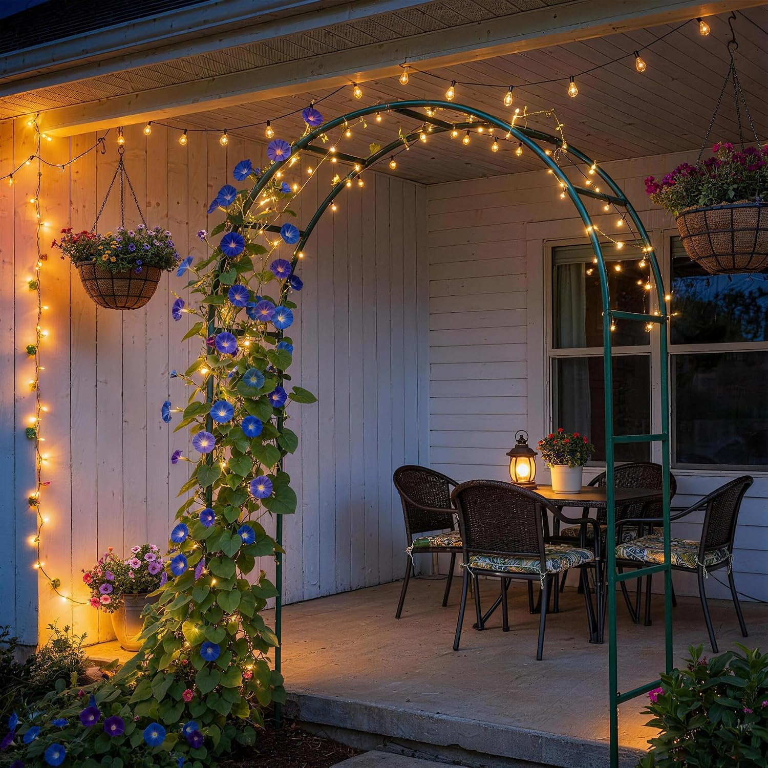 Green Metal Garden Plant Trellis Arch