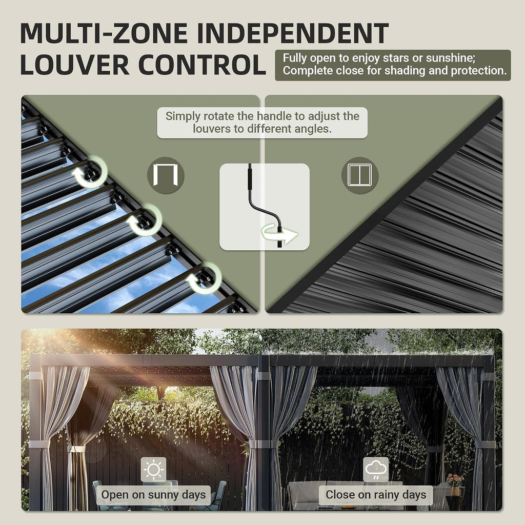 Adjustable Roof Aluminum Pergola