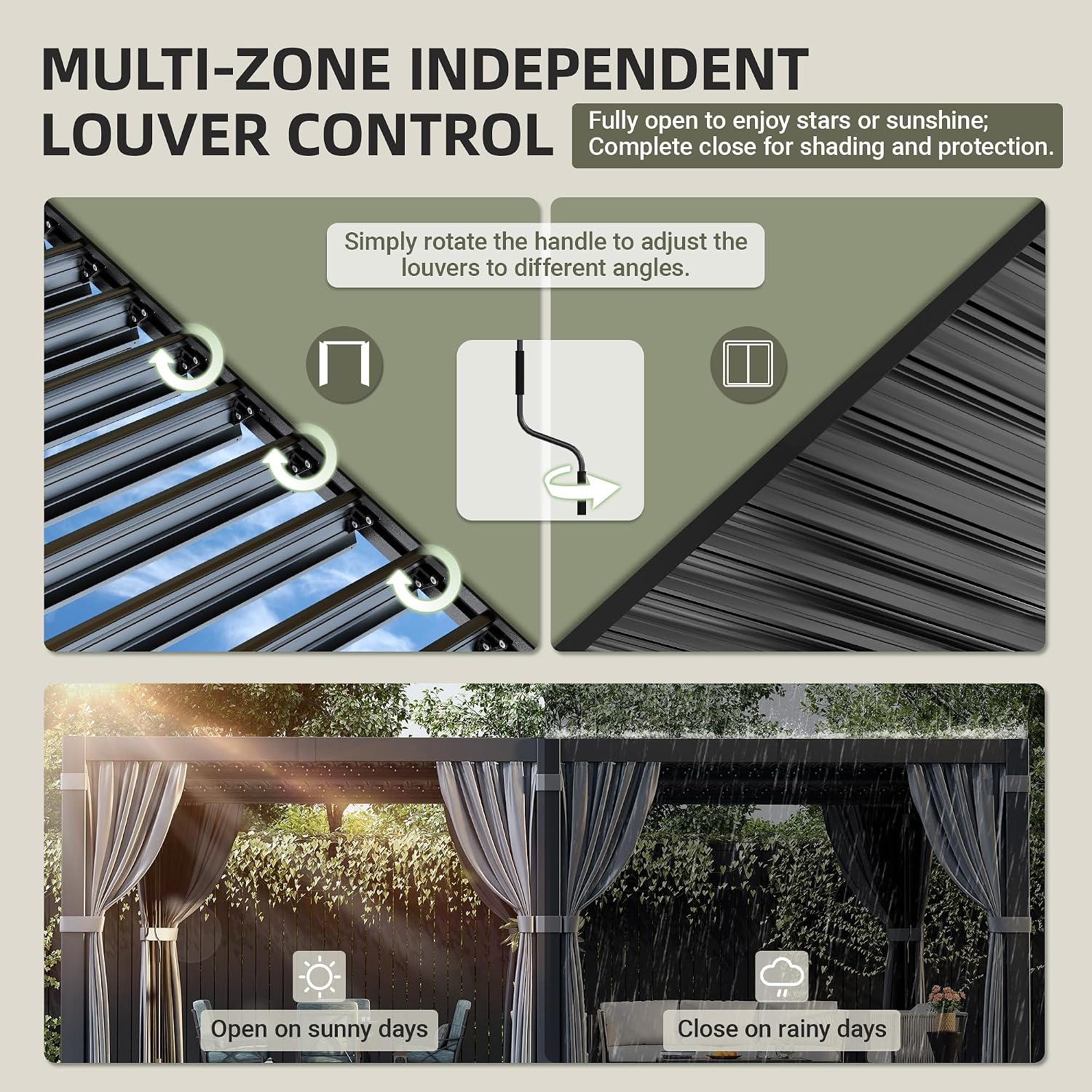Adjustable Roof Aluminum Pergola
