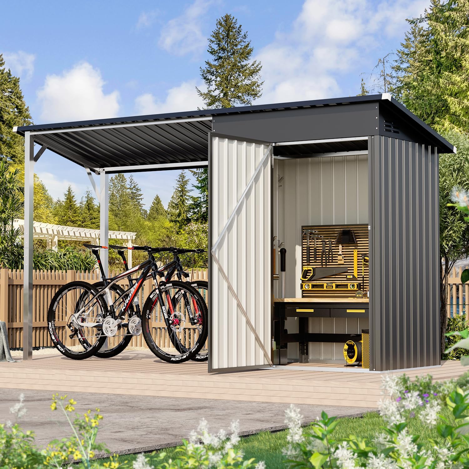 2-in-1 Metal Shed Gazebo Combo