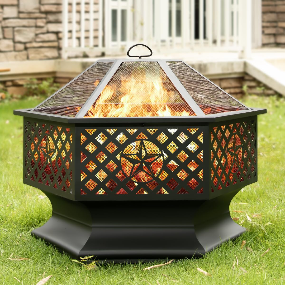 Hexagonal Outdoor Wood Fire Pit