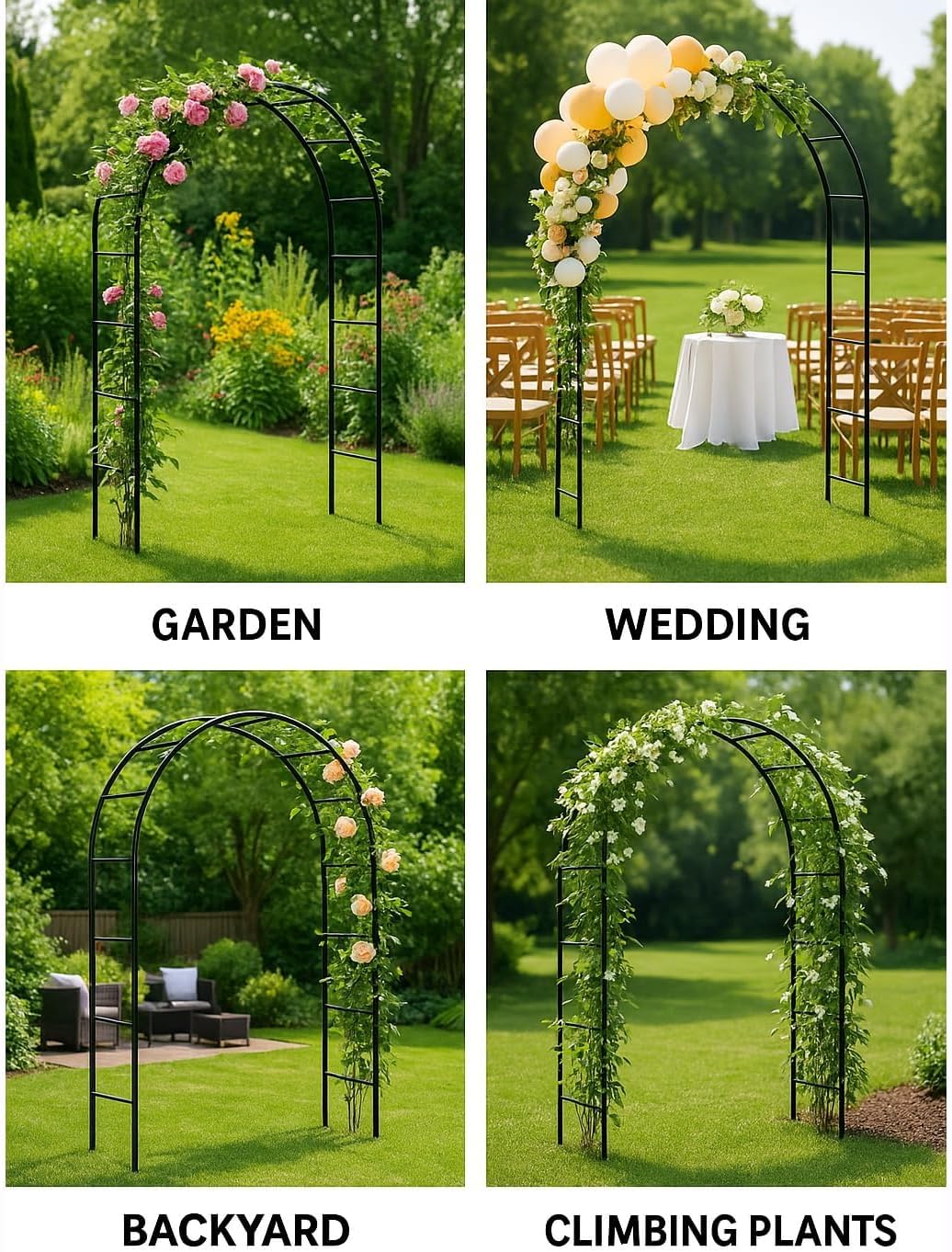 Black Metal Garden Climbing Plant Arch