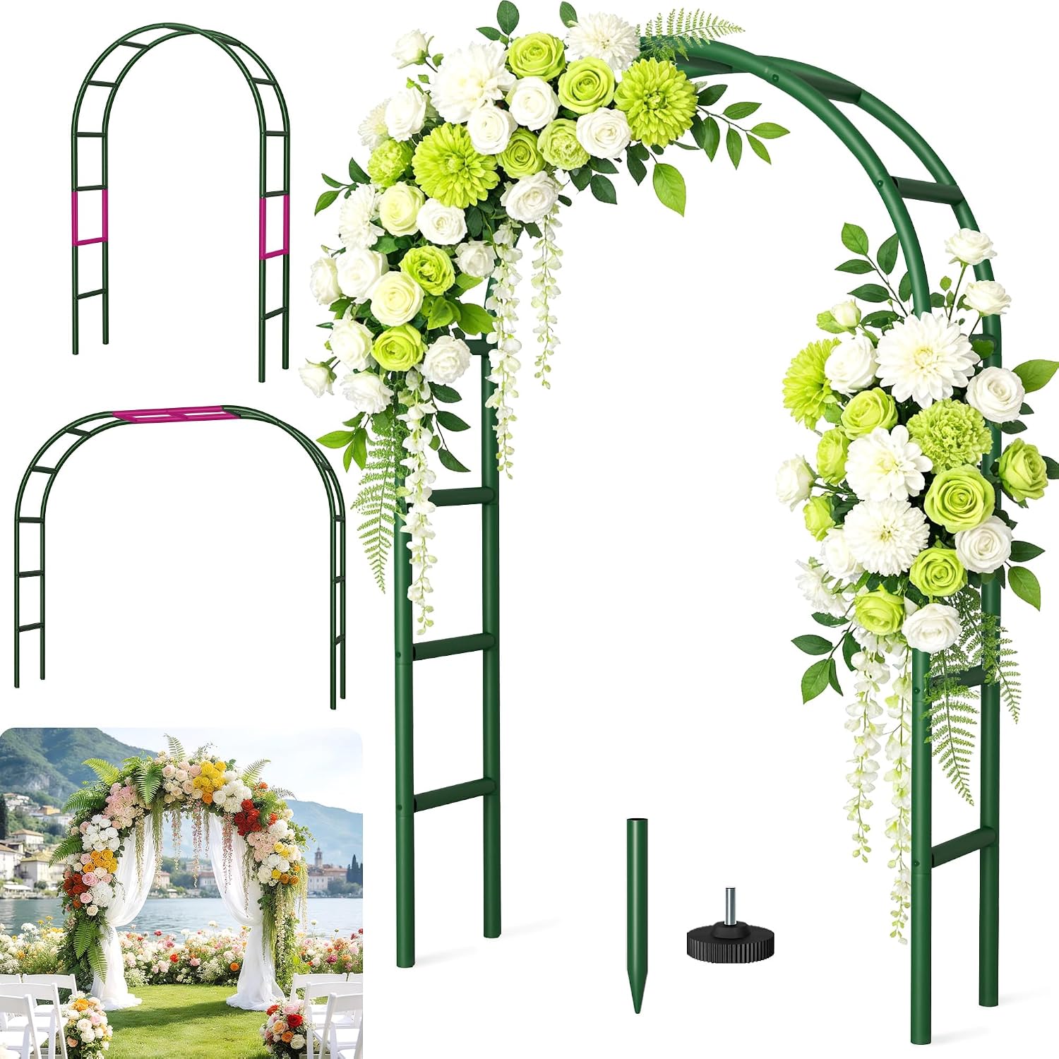 Green Metal Garden Plant Trellis Arch