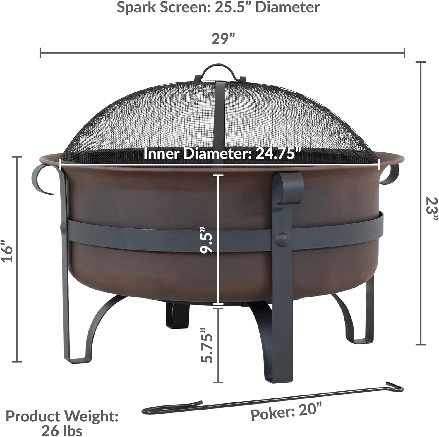 Round Wood Burning Outdoor Fire Pit