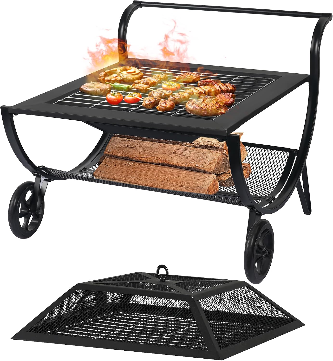 Wheeled Outdoor Wood Fire Pit