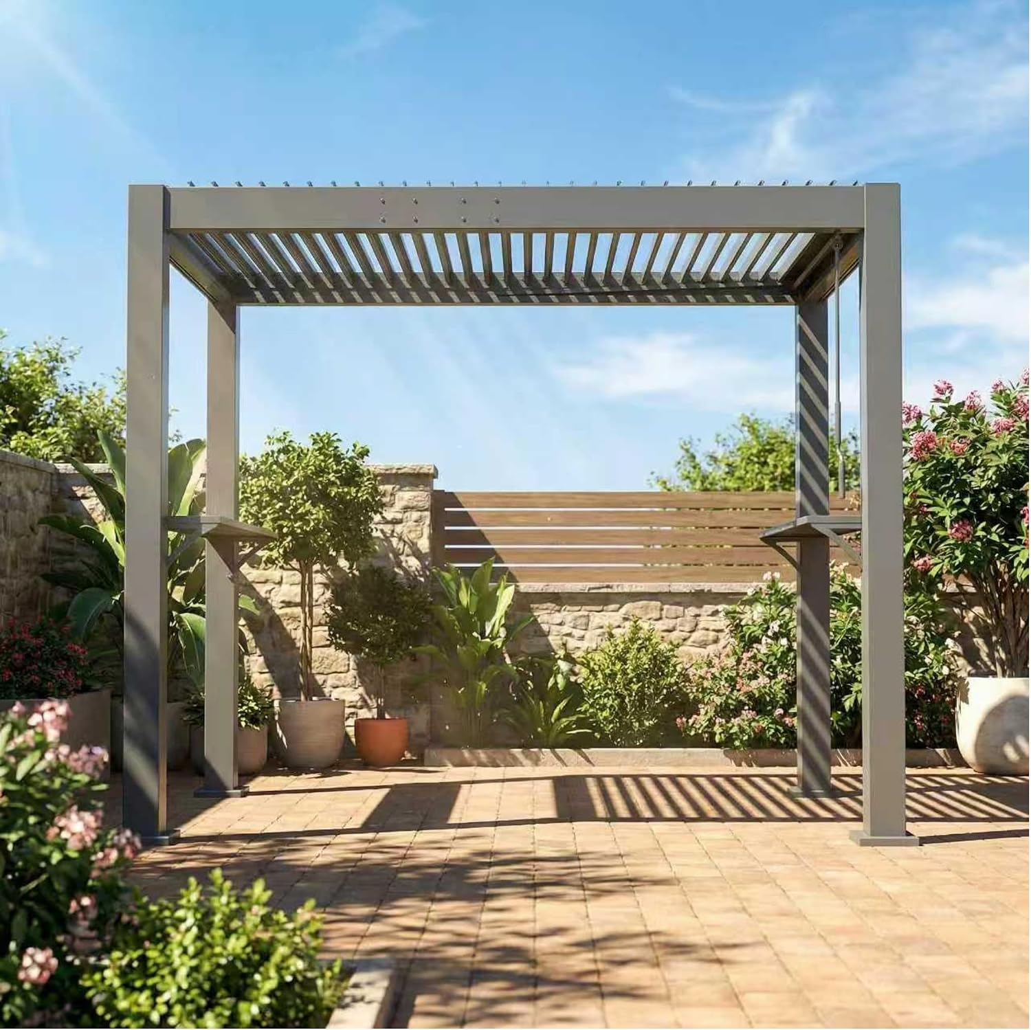 BBQ Aluminum Louvered Pergola