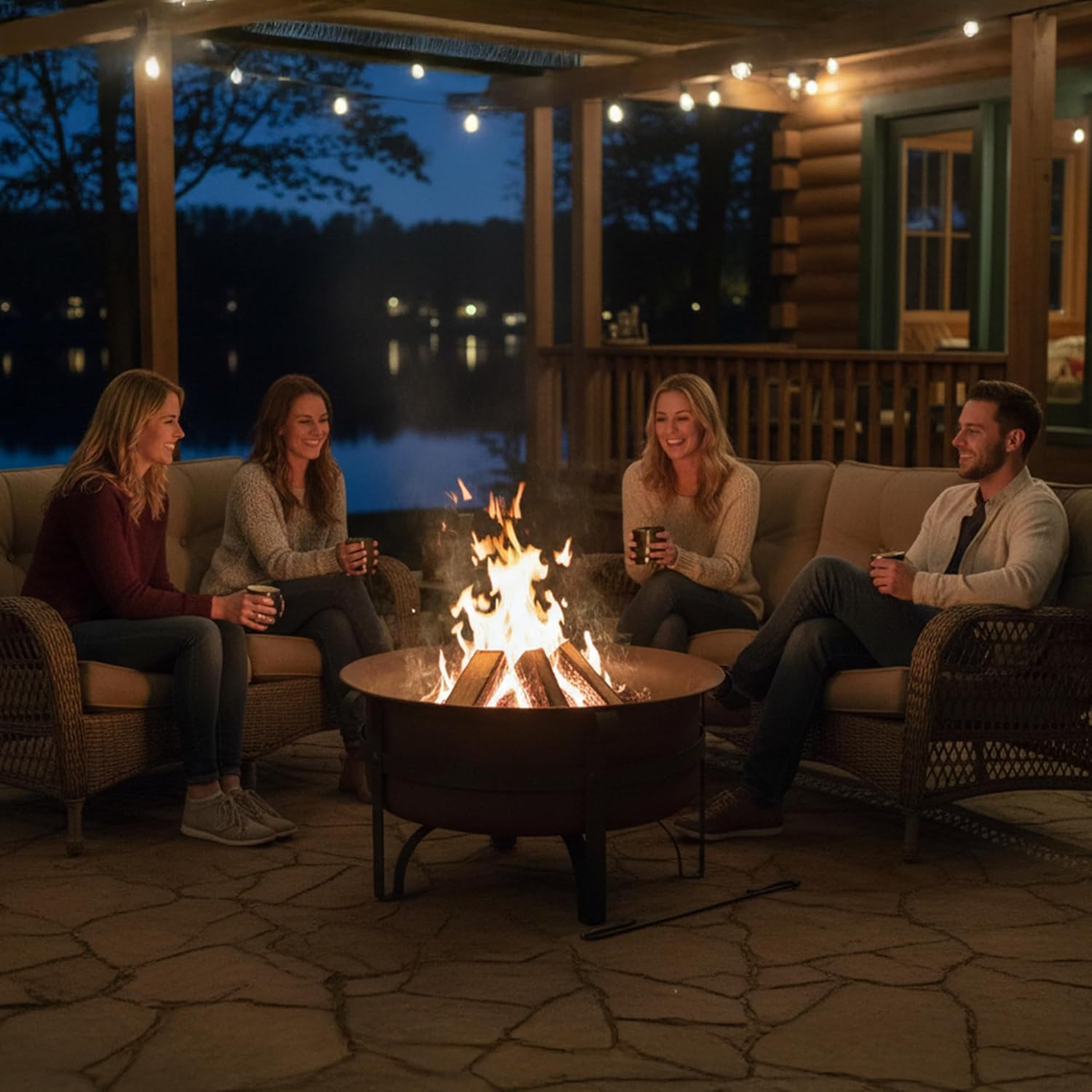 Round Wood Burning Outdoor Fire Pit