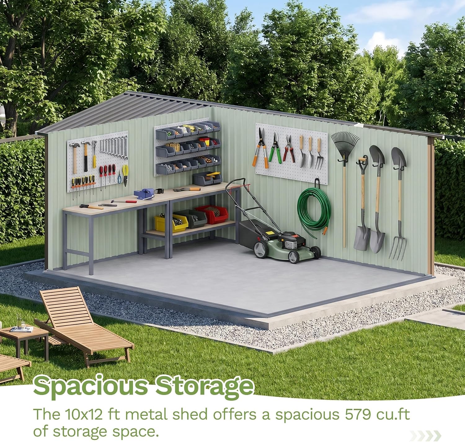 Brown Metal Lockable Storage Shed