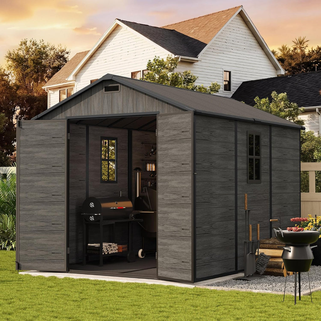 Dark Grey Resin Outdoor Storage Shed