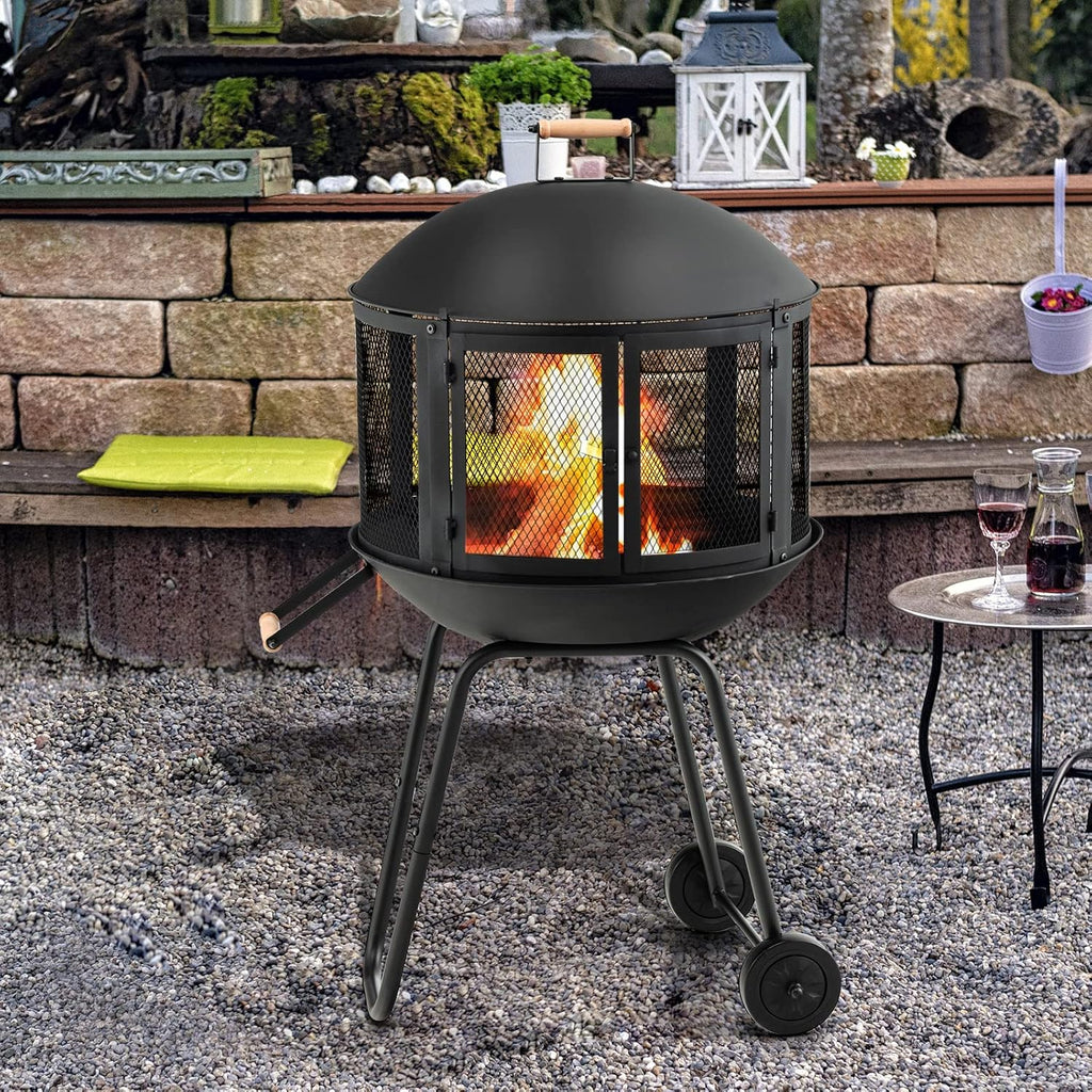 Wheeled Outdoor Wood Fire Pit