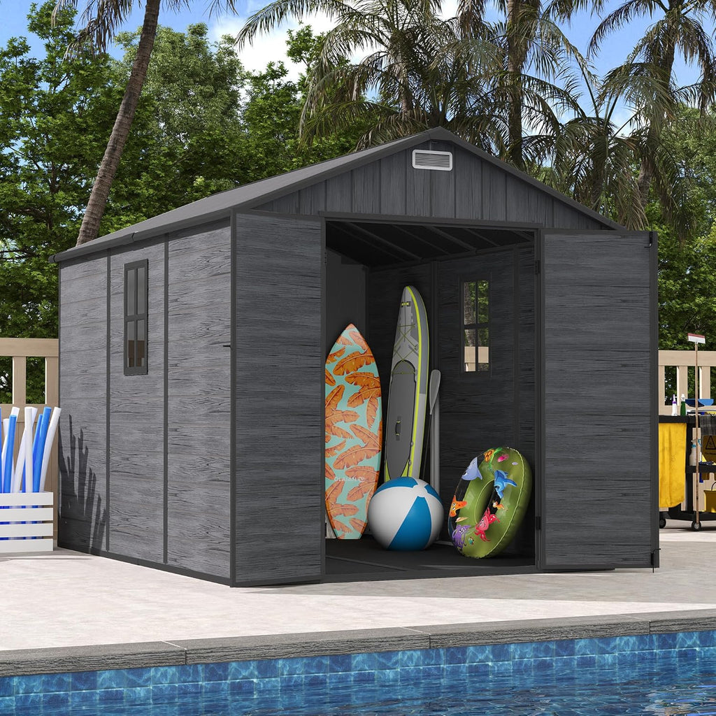 Dark Grey Resin Outdoor Storage Shed