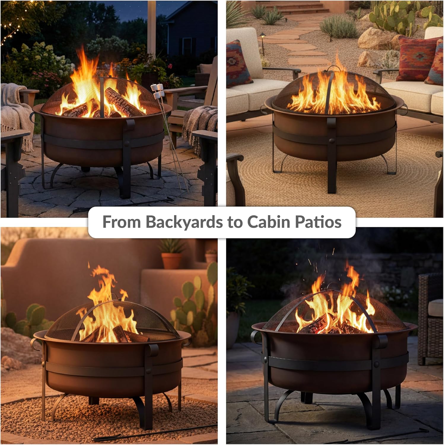 Round Wood Burning Outdoor Fire Pit