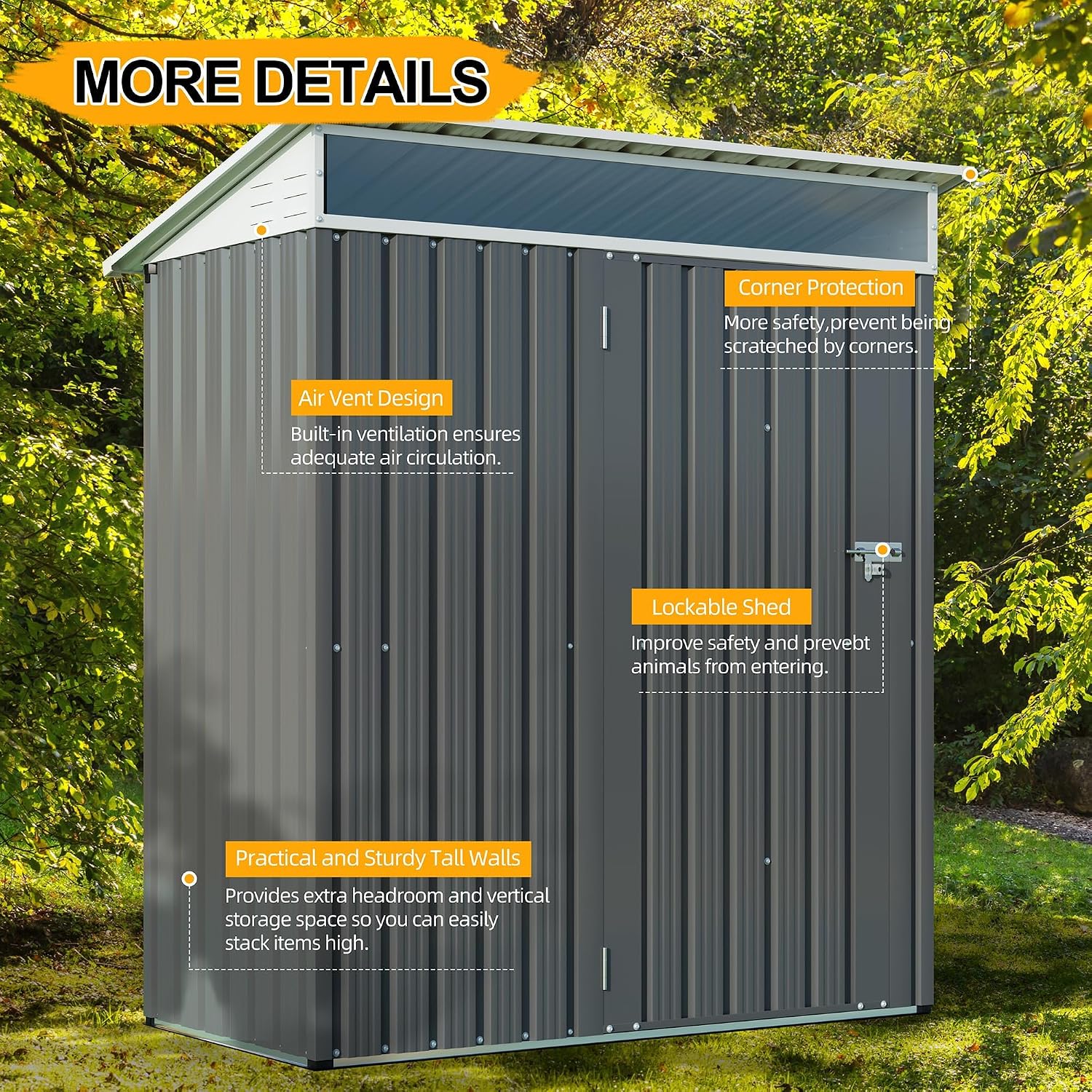 Metal Outdoor Shed Lockable With Window