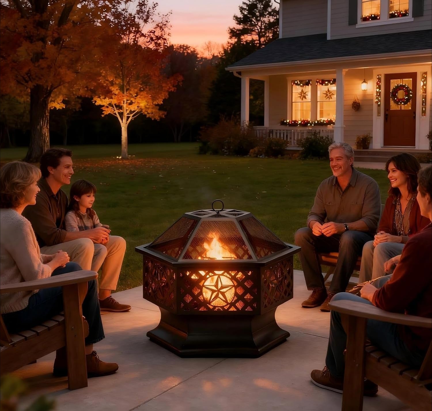 Hexagonal Outdoor Wood Fire Pit
